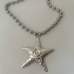 New Silver stainless steel  Starfish Pendant Necklace